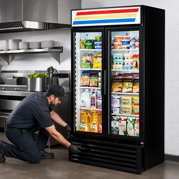 Product image #4 for True Two-Section Glass Door Merchandiser Refrigerator with 8 Shelves