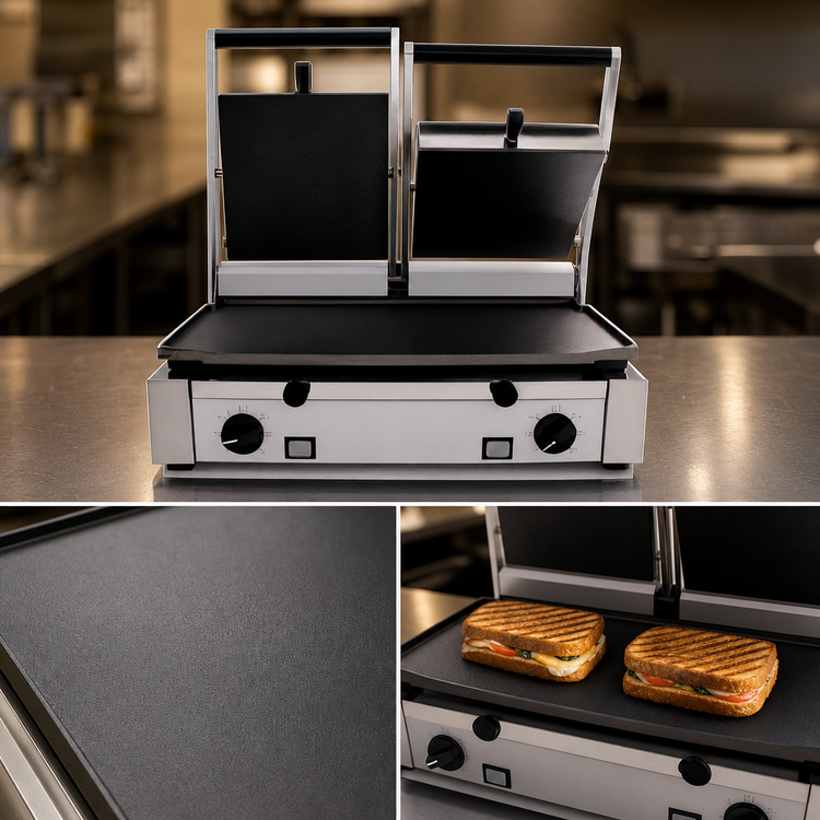 Product image #4 for Eurodib Double Countertop Electric Panini Grill with Cast Iron Plates, 208-240V