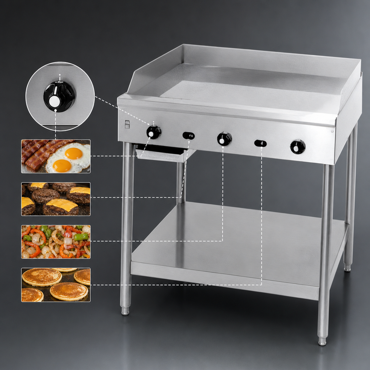 Product image #4 for Supreme JGT-2472-F 72-Inch Gas Floor Model Griddle with Thermostatic Controls
