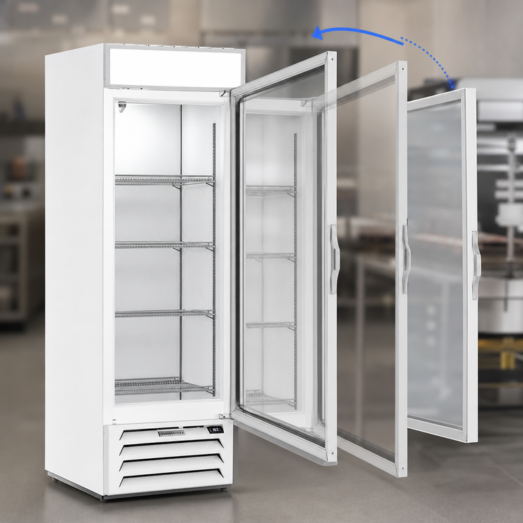 Product image #5 for Beverage-Air MarketMax 1-Section White Reach-In Glass Door Merchandiser Refrigerator, 19.08 Cu. Ft., Bottom Mount