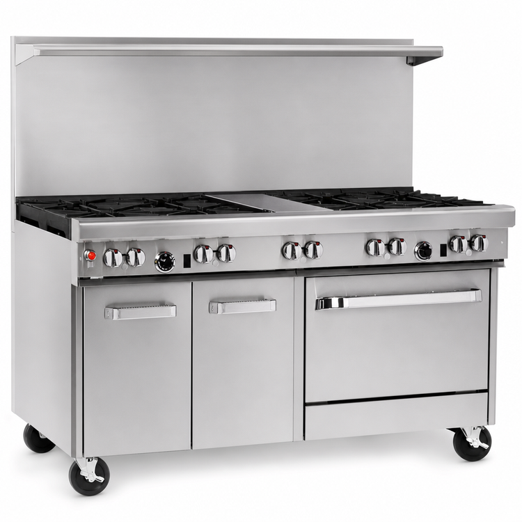 Product image #4 for Southbend Ultimate 60-Inch Gas Restaurant Range with 6 Burners, 24-Inch Griddle, Standard Oven, and Cabinet Base