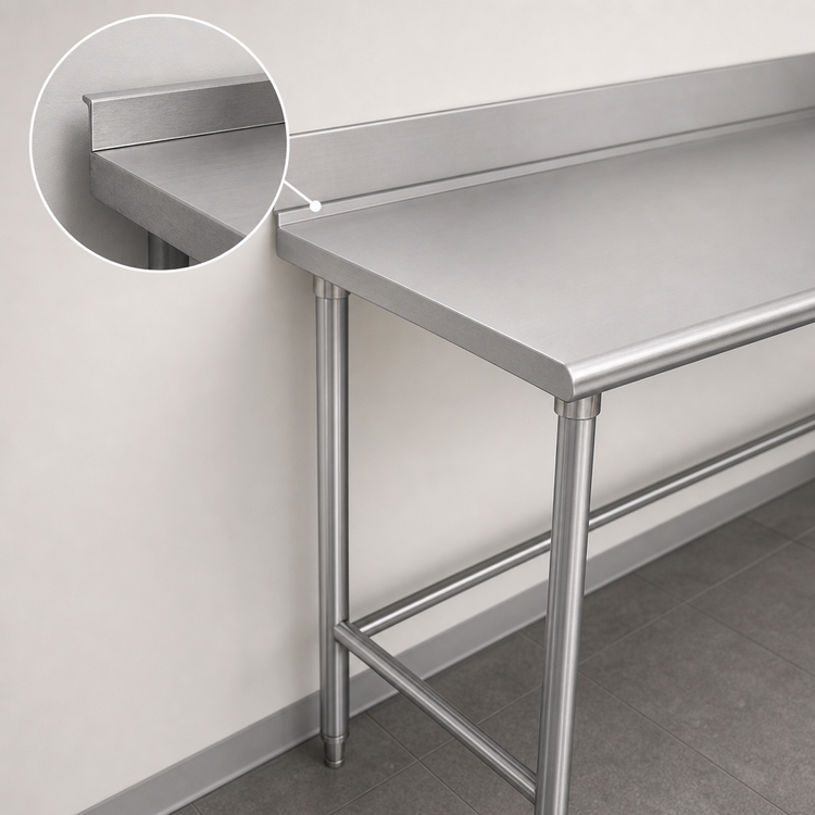 Product image #4 for Advance Tabco 144-Inch x 24-Inch 16 Gauge 304 Stainless Steel Work Table with 1-1/2-Inch Rear Up-Turn