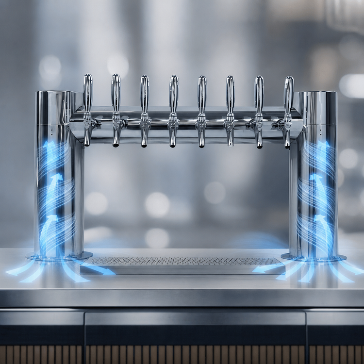 Product image #4 for Micro Matic Metropolis H 8-Faucet Air-Cooled Countertop Draft Tower, Polished Stainless Steel