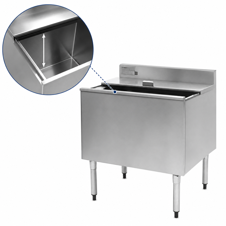 Product image #4 for Eagle Group 2200 Series 30-Inch Underbar Ice Bin/Cocktail Unit with Sliding Cover, 82 lb Capacity