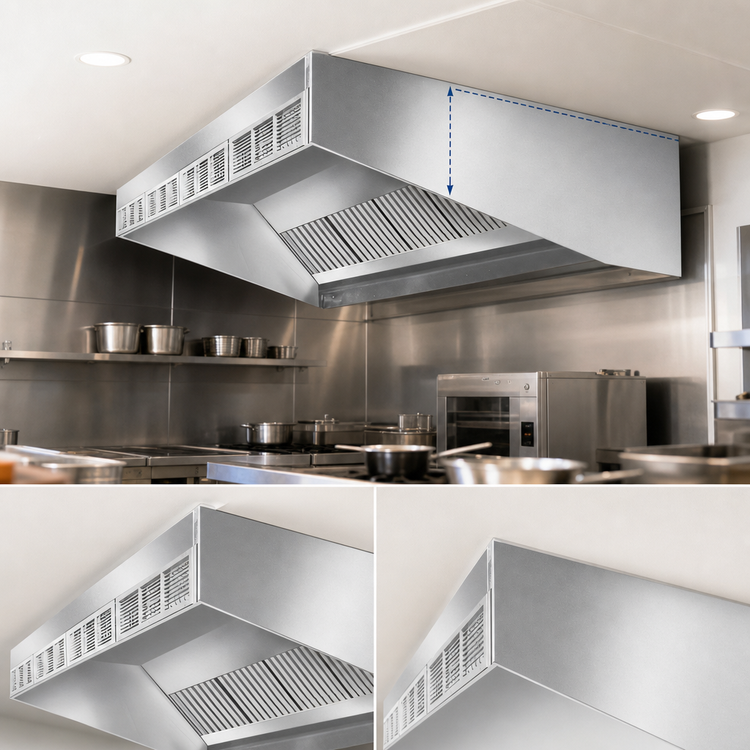 Product image #4 for SpecAir HESFA96-84 84" Wall Type Front Discharge Make-Up Air Exhaust Hood with Short Front