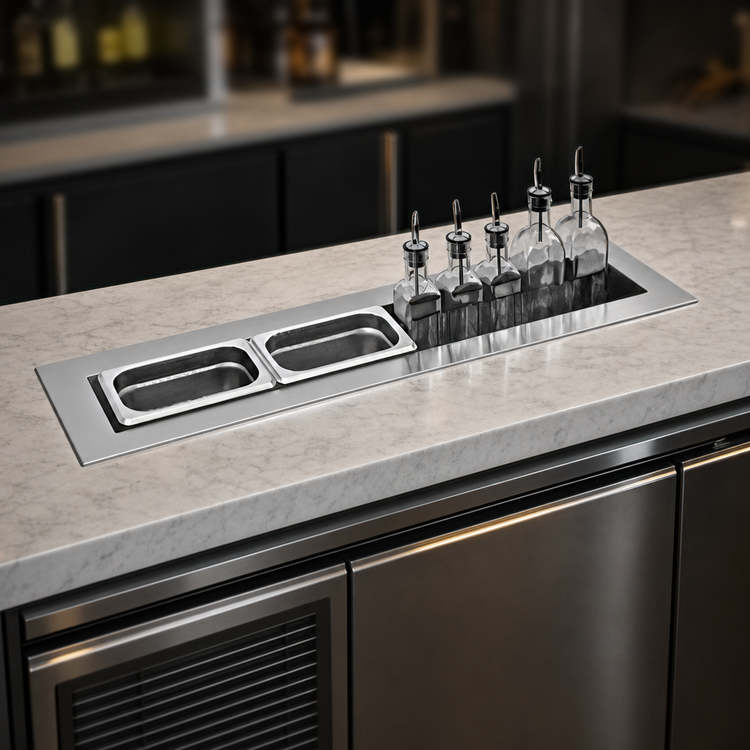 Product image #4 for Glastender Drop-In Stainless Steel Mixology Well for Ice-Chilled Storage, 36 Inch Wide