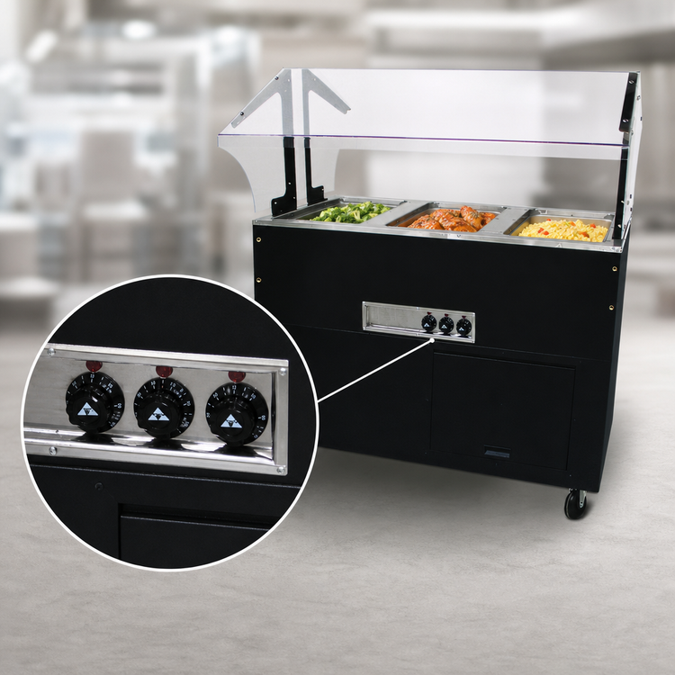 Product image #4 for Portable Electric Hot Food Buffet Table with 3 Sealed 12" x 20" Wells and Sneeze Guard