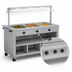 Thumbnail image #4 for Vollrath 2-Series Affordable Portable 3-Well Hot Food Station with Open Storage Base, Buffet Breath Guard, Lights, and Brushed Aluminum Finish