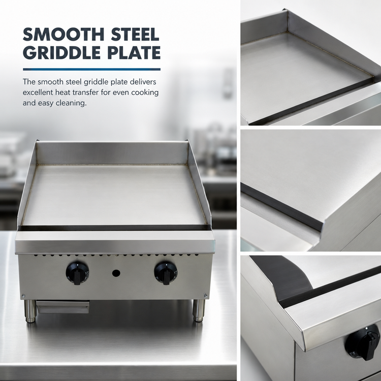 Product image #4 for Comstock-Castle 12-Inch Countertop Gas Griddle, Smooth Steel Plate, Manual Controls, 30,000 BTU
