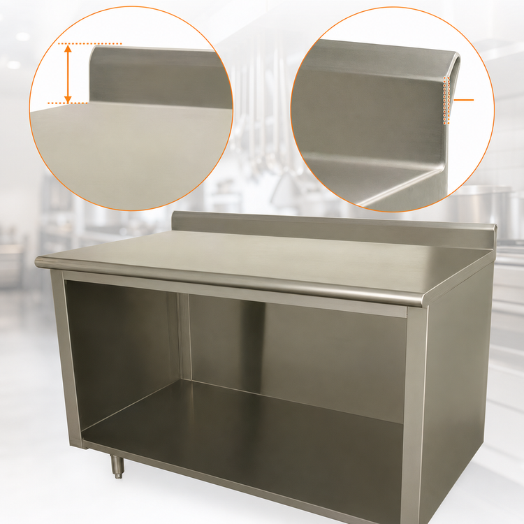 Product image #4 for Advance Tabco EK-SS-2412 144-Inch x 24-Inch Stainless Steel Work Table with Open Front Cabinet Base and 5-Inch Backsplash