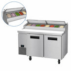 Thumbnail image #4 for Hoshizaki Steelheart PR60B 60-Inch Two-Section Reach-In Pizza Prep Table with 8-Pan Rail and White Poly Cutting Board
