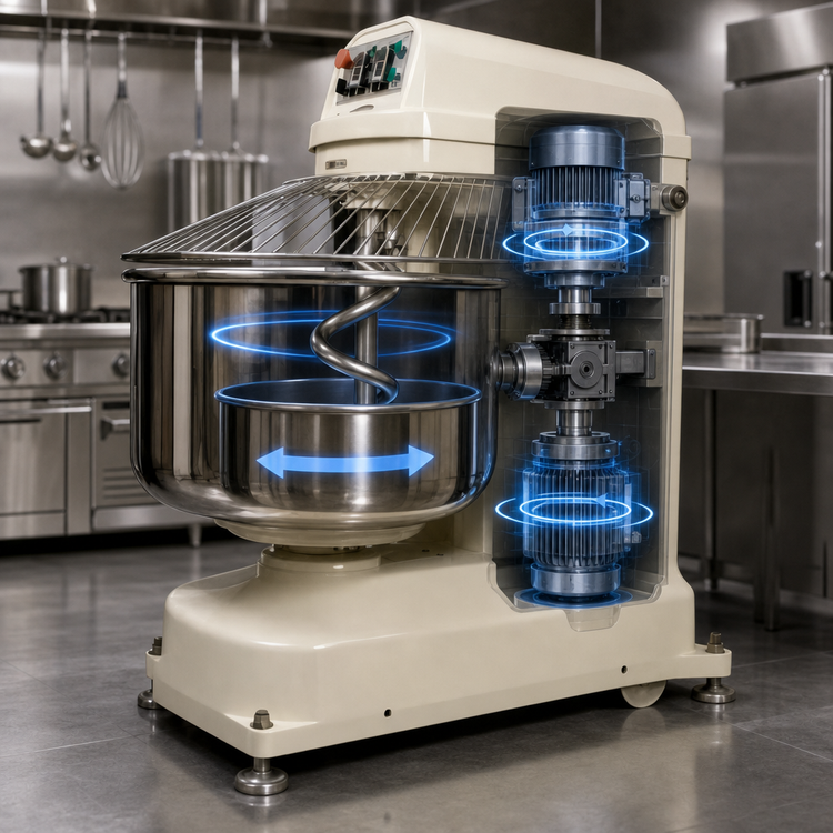 Product image #4 for BakeMax BMSM080 Heavy-Duty Floor Model Spiral Dough Mixer, 127 Qt Bowl, 176 lb Capacity