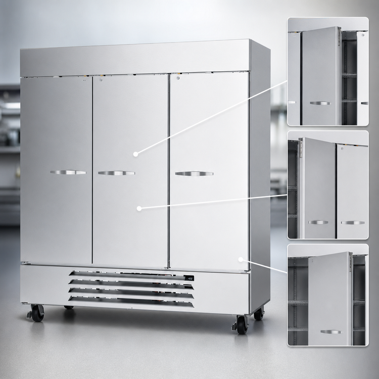 Product image #4 for Beverage-Air Horizon Series Three-Section Reach-In Freezer, 75 Inch Wide, Solid Doors, 68.43 Cu. Ft.
