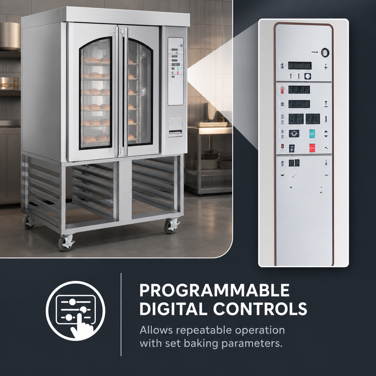 Product image #4 for Baxter Mini Electric Rotating Rack Oven with Programmable Digital Controls, Self-Contained Steam, and 8-Pan Capacity