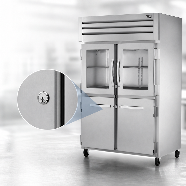 Product image #4 for True SPEC SERIES Two-Section Reach-In Refrigerator with 2 Glass Half Doors and 2 Stainless Steel Half Doors