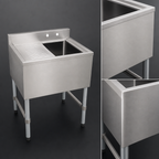 Thumbnail image #4 for Serv-Ware BAR1B14-CWP-V 14.5-Inch Freestanding 1-Bowl Stainless Steel Bar Sink with 3-Inch Backsplash, Drainboard-Free