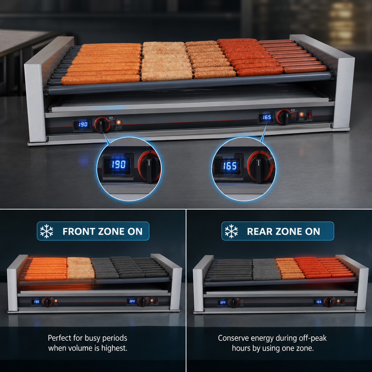 Product image #4 for Nemco Roll-A-Grill Slanted Hot Dog Roller Grill with Digital Temperature Readout, 75 Hot Dog Capacity
