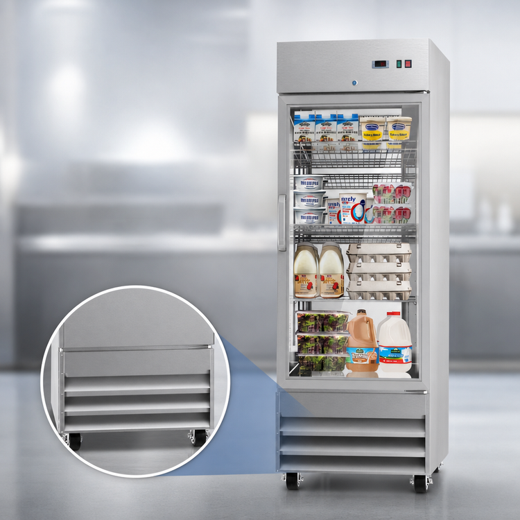 Product image #4 for KoolMore 29-Inch One-Section Glass Door Reach-In Refrigerator, 21 Cu. Ft., Bottom-Mount Self-Contained, Stainless Steel