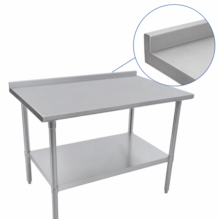 Product image #4 for John Boos Stallion 84" x 24" Stainless Steel Work Table with 1-1/2" Rear Up-Turn and Undershelf