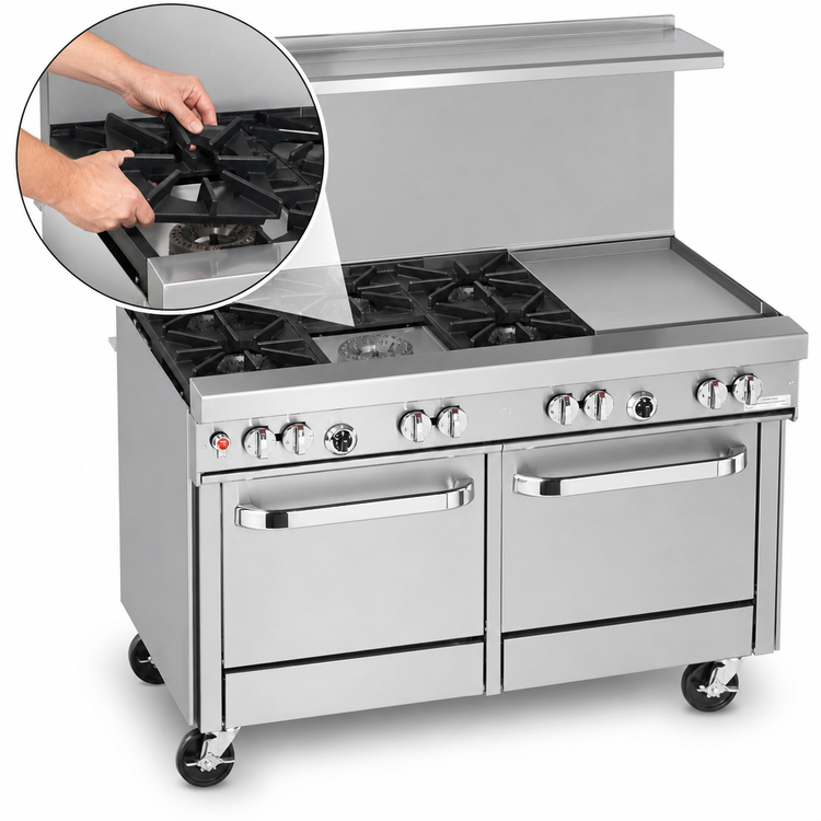 Product image #4 for Southbend Ultimate 48-Inch Gas Restaurant Range with 4 Star/Sauté Burners, 24-Inch Griddle, and 2 Space Saver Ovens