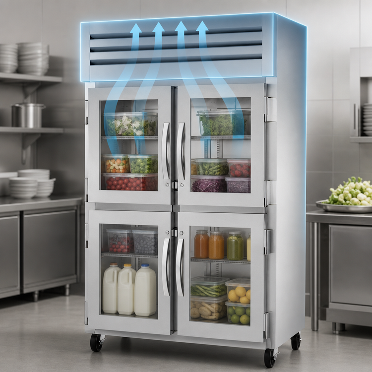 Product image #4 for True SPEC SERIES Two-Section Reach-In Refrigerator with 4 Glass Half Swing Doors and Top-Mounted R290 Refrigeration