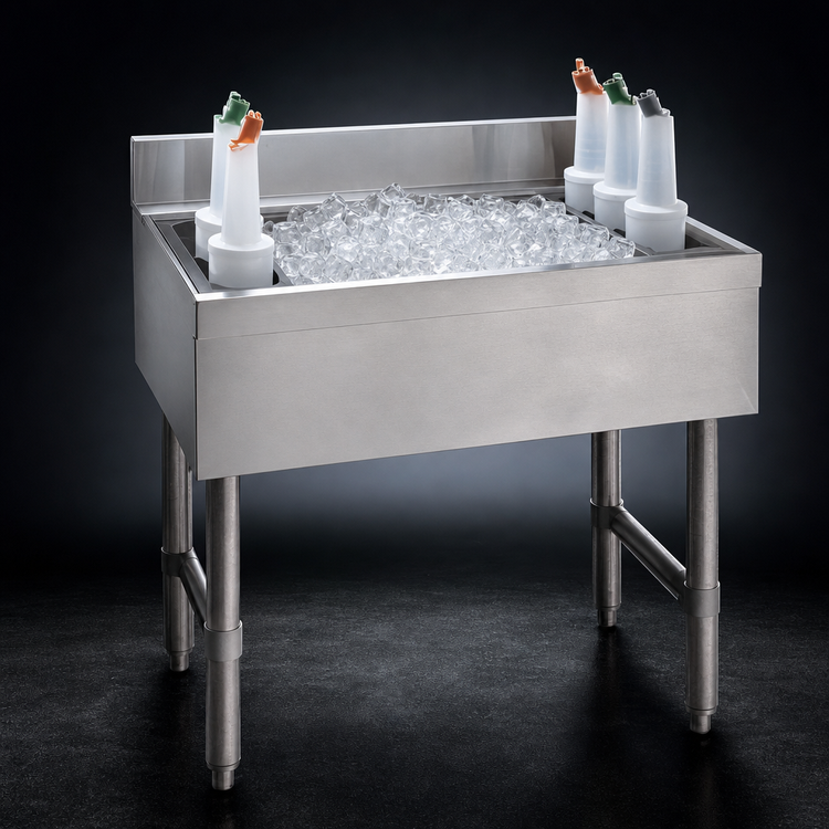 Product image #4 for Advance Tabco Underbar Basics 42-Inch Stainless Steel Cocktail Unit with 12-Inch Deep Ice Bin
