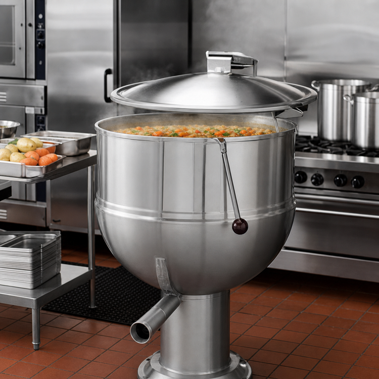 Product image #4 for Groen PT-80 80-Gallon Direct Steam Kettle with 2/3 Jacket and Pedestal Base