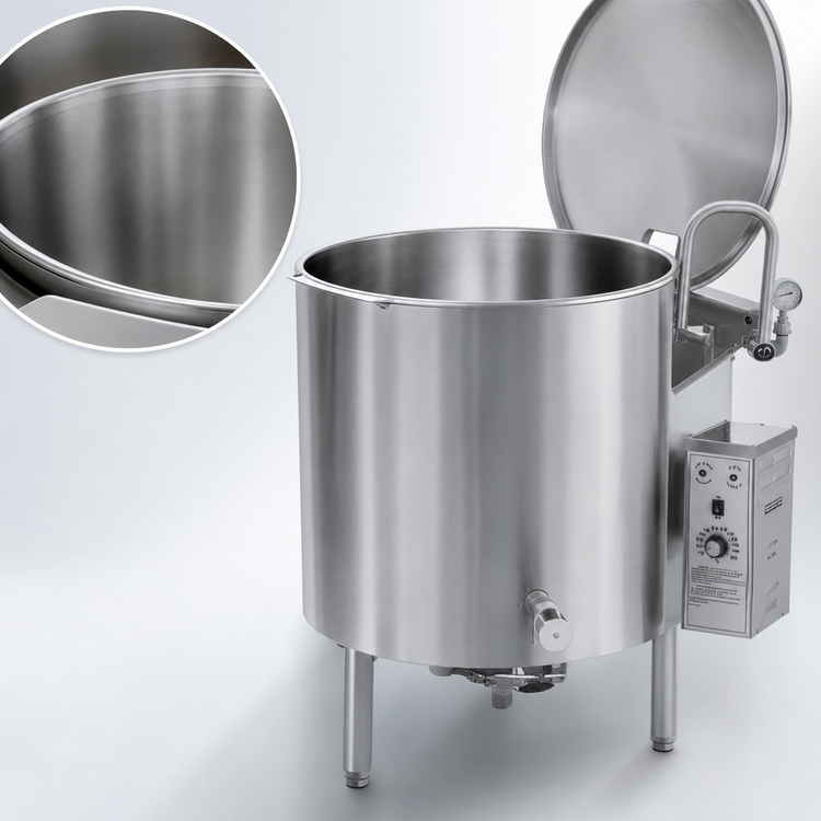 Product image #4 for AccuTemp Edge Series™ 25 Gallon Gas Stationary Kettle with Full Jacket and 316 Stainless Steel Liner