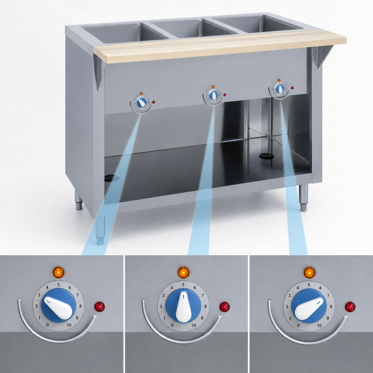 Product image #4 for Thurmaduke E-6-CBSS 6-Pan Electric Hot Food Steamtable Unit