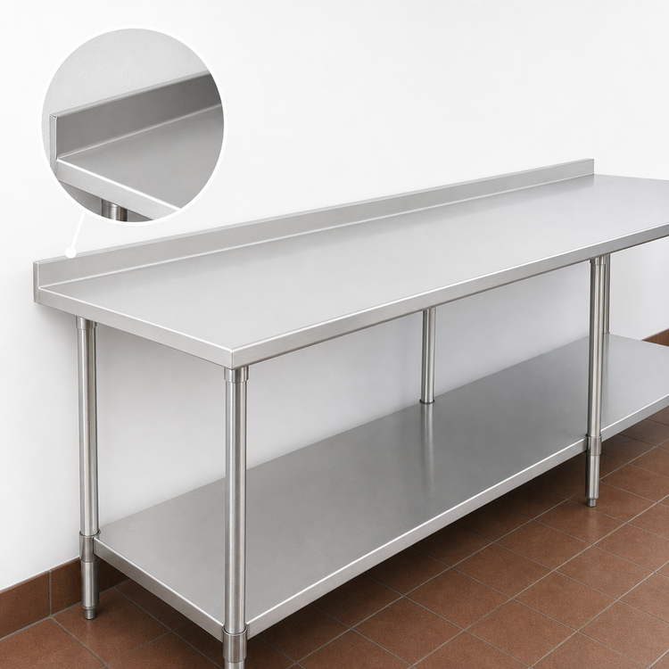 Product image #4 for Spec-Master 108-Inch x 24-Inch 300 Series Stainless Steel Work Table with Rear Up-Turn and Adjustable Undershelf