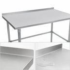 Thumbnail image #4 for John Boos Stallion ST4R1.5-30108SBK 108-Inch Stainless Steel Cocktail Station Work Table, Open Base, 14-Gauge Top, 1-1/2-Inch Rear Up-Turn