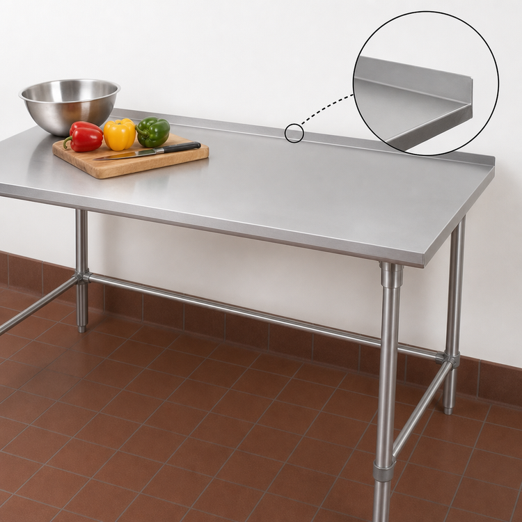 Product image #4 for 84 Inch x 36 Inch Stainless Steel Work Table with 1-1/2 Inch Rear Up-Turn