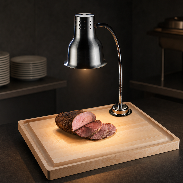 Product image #4 for Cal-Mil Countertop Carving Station with Gooseneck Heat Lamp and Maple Cutting Board