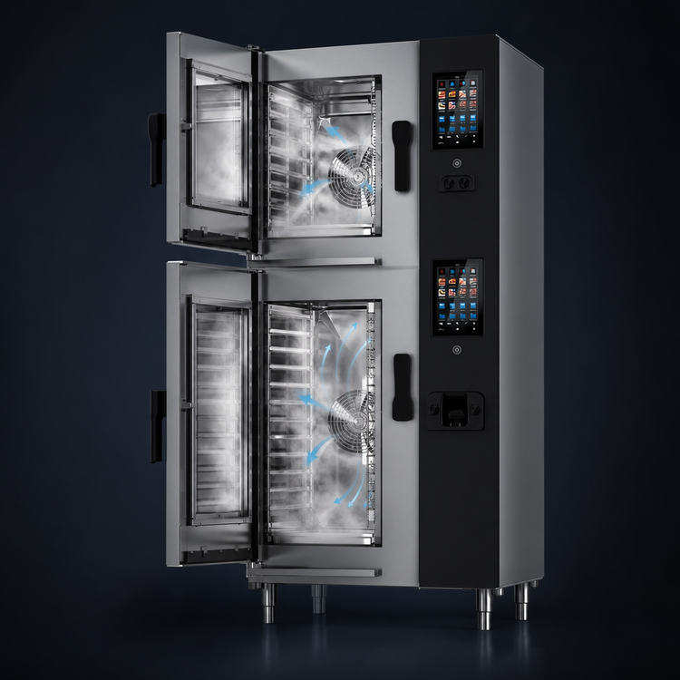 Product image #4 for Lainox Naboo 5.0 NAE161B Double-Stacked Electric Combi Oven, 6 x 1/1 GN + 10 x 1/1 GN, Direct Steam