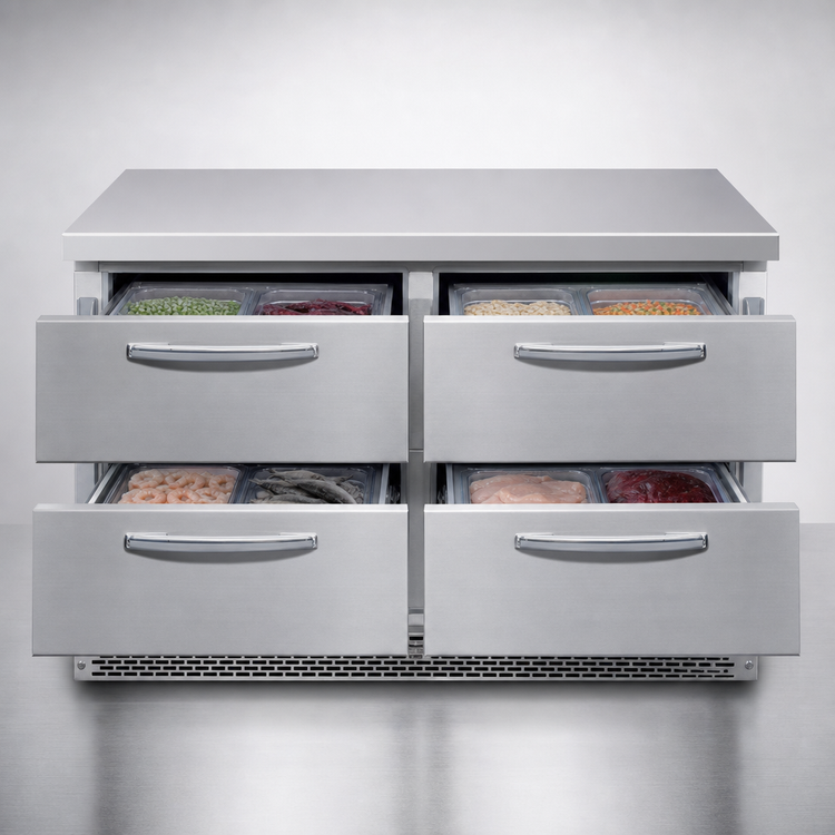Product image #4 for Continental Refrigerator SWF48N-FB-D 48" Two-Section Worktop Freezer with Drawers and Front Breather