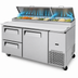Thumbnail image #4 for Turbo Air Super Deluxe 67-Inch Two-Section Pizza Prep Table with 1 Door, 2 Drawers, and 20 Cu. Ft. Capacity