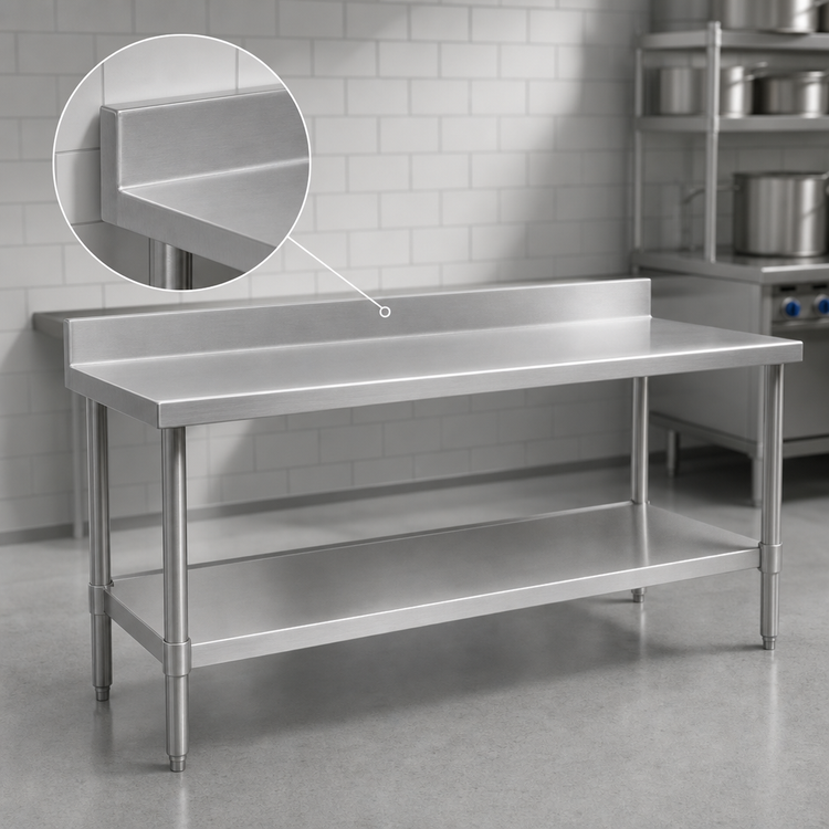 Product image #4 for Spec-Master Marine Series 108-Inch x 30-Inch Stainless Steel Work Table with Backsplash and Undershelf