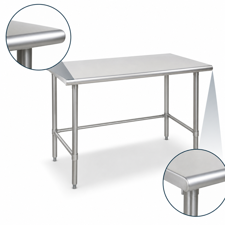 Product image #4 for Eagle Group Budget Series 144"W x 36"D Flat Top Stainless Steel Work Table with Tubular Base