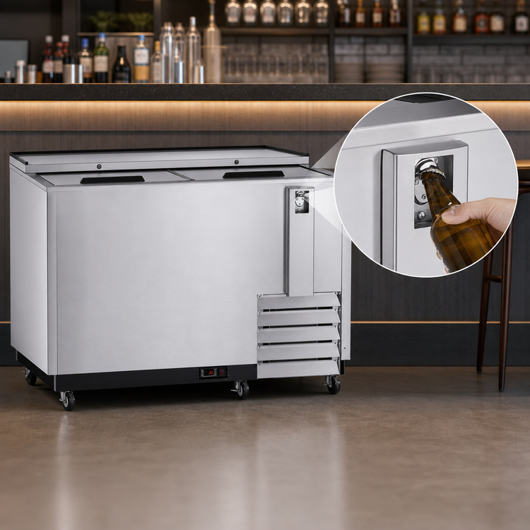 Product image #4 for KoolMore 65-Inch Stainless Steel Commercial Bottle Cooler, 19 Cu. Ft., Built-In Opener