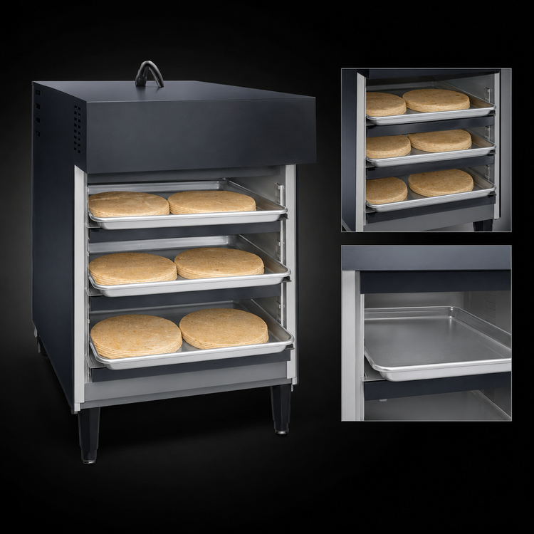 Product image #4 for Hatco Flav-R-Savor 3-Tier Countertop Heated Air Curtain Hot Food Display Cabinet for Half-Size Sheet Pans