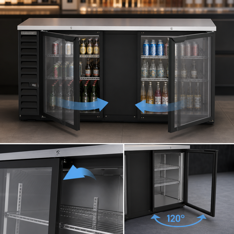 Product image #4 for Beverage-Air BB68HC-G-B 68-Inch Two-Section Glass Door Back Bar Refrigerator
