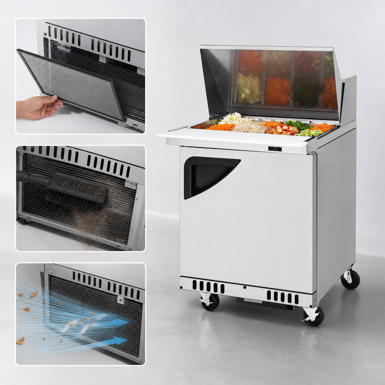 Product image #4 for Turbo Air Super Deluxe 27-1/2-Inch Front Breathing Sandwich/Salad Mega Top Prep Table with 1 Solid Door and 12 Pans