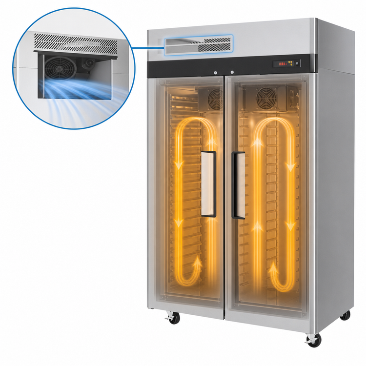 Product image #4 for Turbo Air M3 Series 2-Section Pass-Thru Heated Holding Cabinet with Solid Doors and Universal Tray Slides