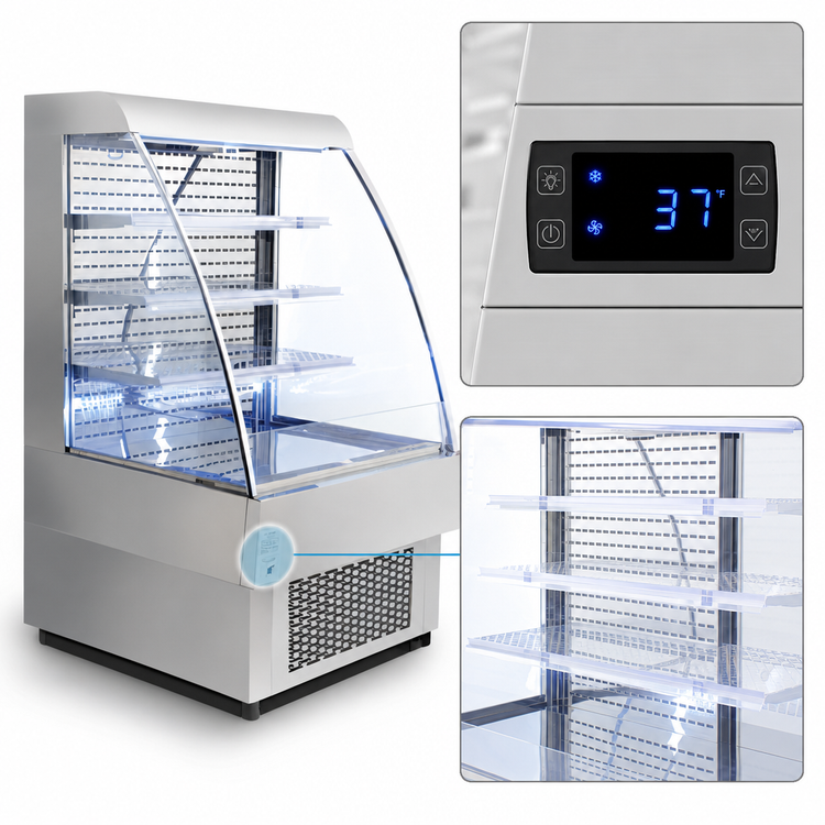 Product image #4 for Omcan Grab-and-Go Refrigerated Open-Air Cooler Vertical Floor Display Case, 39-3/8-Inch Wide, 13.42 Cu. Ft.