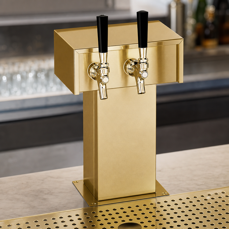 Product image #4 for Perlick Century Standard Base Glycol-Cooled Tee Draft Beer Tower, Countertop, 2 Faucets, Tarnish-Free Brass