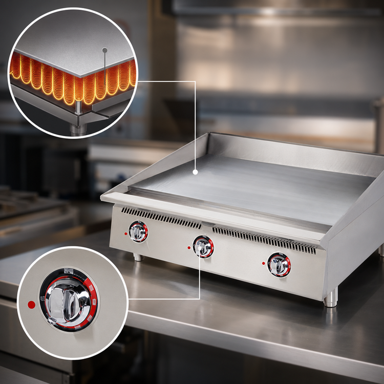 Product image #4 for Ultra-Max 36-Inch Countertop Gas Griddle with Mechanical Snap-Action Thermostat
