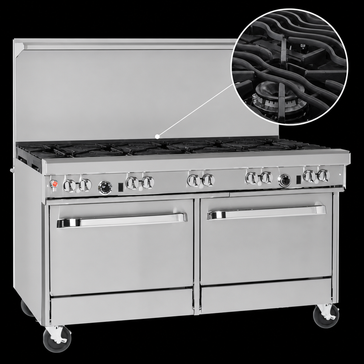 Product image #4 for Southbend Ultimate 60-Inch Commercial Gas Range with 10 Open Burners, Double Cabinet Base, and Hi-Shelf
