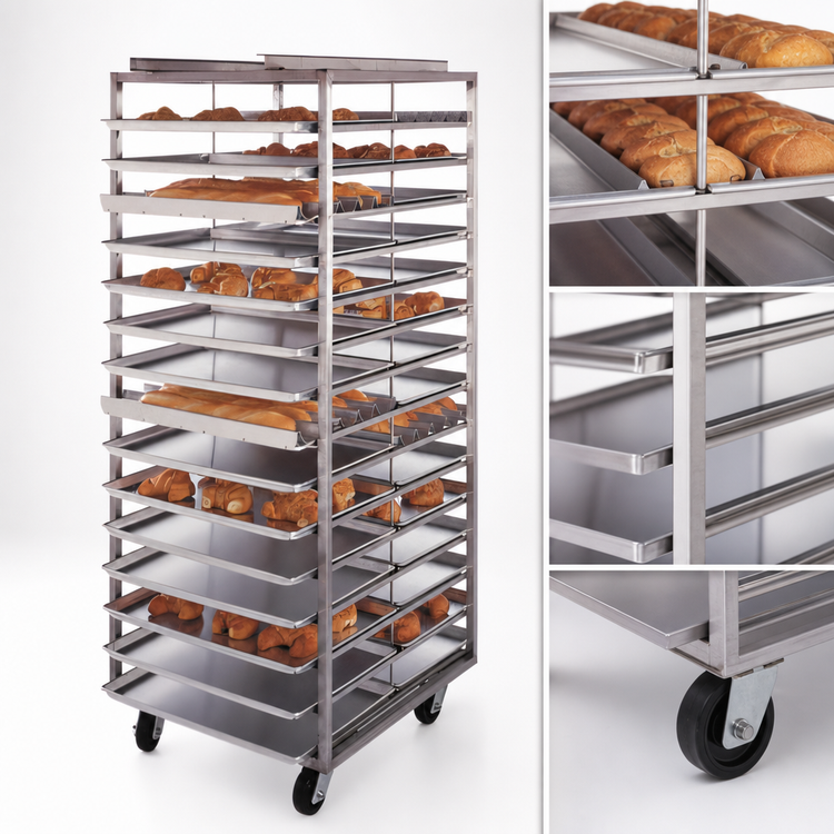 Product image #4 for Doyon RSROSL-20 Roll-In Single Side-Loaded Oven Rack for SRO2 Models, 20-Pan Capacity, Stainless Steel
