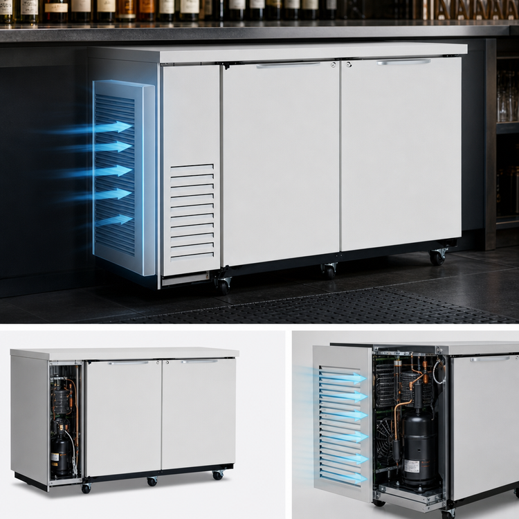 Product image #4 for Turbo Air Super Deluxe 60-Inch Narrow Two-Section Back Bar Cooler with 2 Solid Doors