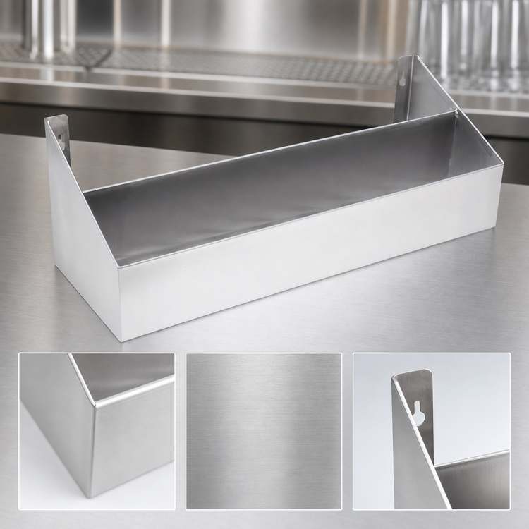 Product image #4 for John Boos 48-Inch Single-Tier Underbar Speed Rail with Keyhole Mount, Stainless Steel